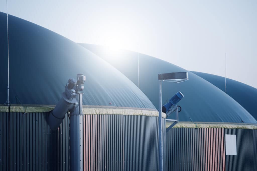 Detail shot of a modern biogas plant in Germany. Cross processed and vignette added.
